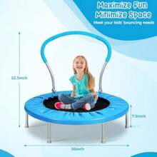 Lyromix - Mini cama elástica para niños, cama elástica para interiores y exteriores, con asa, cama elástica de rebote pequeño para uso en interiores y exteriores(Azul brillante) - Multicolor - Ver 4