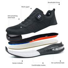 New Breathable Steel Toe Cap Shoes For Men And Women, Anti-Smashing And Anti-Piercing Work Shoes, Lightweight And Fashionable - Black - View 10