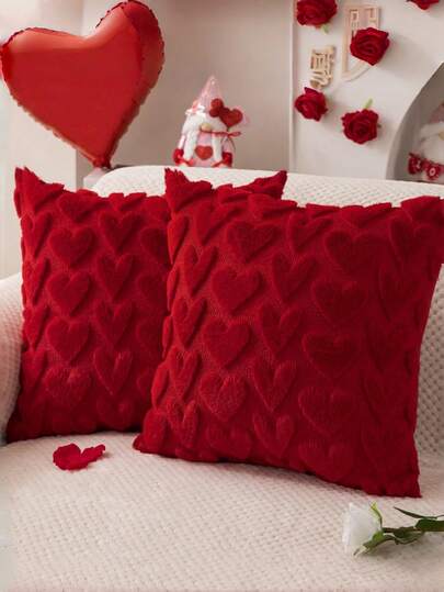Funda de almohada con forma de corazón suave y linda, adecuada para la decoración del hogar en otoño/invierno, puede decorar el sofá de la sala de estar y el dormitorio, un gran regalo del Día de San Valentín para el ser querido, crea un ambiente decorativo elegante