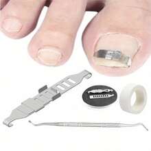 3pcs Adjustable Stainless Steel Ingrown Toenail Clips, Pedicure Nail File And Tape, Foot Care Tools - Beige - View 3