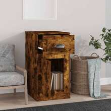 Side Cabinet With Drawer Smoked Oak 40x50x75 Cm Engineered Wood - Brown - View 3