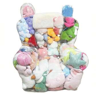 1 件毛绒动物豆袋收纳袋，防水 PVC 透明豆袋，带拉链，可填充动物，用于整理儿童房、婴儿房椅子