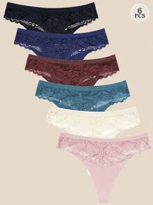 Bộ 6 chiếc quần lót ren không đường may dành cho nữ, kiểu G-string cạp thấp, không lộ viền, nhiều size S-XL. - Nhiều màu - Xem 7