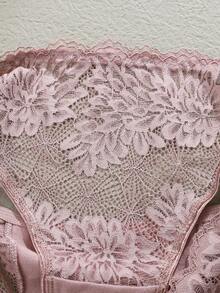 3pcs Women's Mid-Waist Panties, Lace Patchwork, Elegant Solid Color, Sexy & Breathable Ladies Underwear - Multicolor - View 4