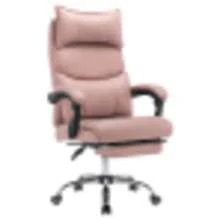 Ergonomischer Bürostuhl, PU Leder Chefsessel Stuhl, Schreibtischstuhl Höhenverstellbarer Drehstuhl Mit Doppelt Verstellbare Lendenwirbelstütze BEIGE - Pink - View 3