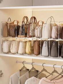 1PC Transparent Plastic Storage Rack - Wardrobe Organizer, Multifunctional Partition Storage Box For Bags, Clothes & Books, Household Item Suitable For Bedrooms, Wardrobes & Desktop Organization