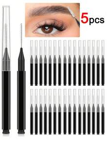 100/50/20/10/5pcs Micro Eyebrow Brush With Cap Brow Lamination Brush Spoolies For Eyebrow Eyelash Brow Brush Lash Filler Eyebrow Lash Lift And Tint Tools For Brows And Lashes Comb Extensions - Black - View 11