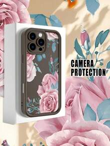 1 pieza Funda de teléfono con diseño de rosas en tono rosa sobre fondo oscuro en estilo elegante y romántico ideal para amantes del amor y lo sofisticado TPU soft case, protección completa antideslizante y anti-caída, compatible con iPhone17 ProMax/16/15/14/13/12/11/Plus/Pro/ProMax, compatible con Galaxy A34/A35/A54/A55, Galaxy S20/S21/S22/S23/S24/S25 Ultra/Plus, compatible con Galaxy/Redmi/Honor/OPPO/ViVo - Marrón - Ver 2