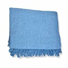 Set Of 2 Throws For Sofa Or Bed, 100% Cotton, Size 210x120, Decorative And Protective Cover For A New And Elegant Home - 淺藍色 - 查看 3