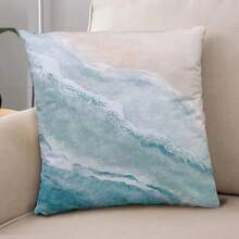 Beach Wave Throw Pillow Covers 20x20 Set Of 2 Blue Sea Ocean Short Pl 11ush Pillows Case Watercolor Wave Square Cushion Cover Decorative Pillowcases For Couch Bed,20inchx20inch(Packof2),Blue - Blue - 查看 5