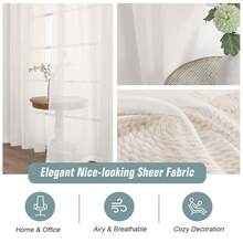 Ivory Sheer Curtains 84 Inches Long 2 Panels, Elegant Airy Transparent Light Filtering Window Curtains, Window Drapes For Living Room Bedroom, Top Dual Rod Pocket Design, 2x42Wx84L Inches,42inchWx84inchL(Packof2),Ivory - 象牙 - 查看 5