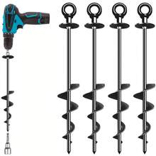 4pcs/6pcs 18-Inch Heavy Duty Spiral Ground Anchors, Suitable For Tents, Trampolines, Outdoor Stakes, Garden Posts And Secure Anchoring, Black
