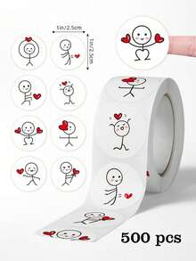 500pcs/Roll 20mm Cartoon Cute Sticker Roll Love Labels For Wedding Holiday Gift Decoration Envelope Sealing Stickers Scrapbooking,Christmas., For Mother's Day , Bridesmaid Gifts , Graduation Gifts , Birthday Gifts,Wedding Gifts,Birthday,Bride,Wedding - Multicolor - View 9