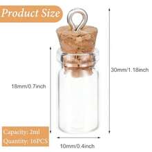 XZGB 16PCS Small Glass Bottles With Cork Lids 1ml Mini Wishing Bottles Clear Decorative Bottle Tiny Jars For Christmas Halloween Wedding Party Decorations DIY Arts And Crafts 10x30mm/0.4x1.18Inch - As Pic - View 2