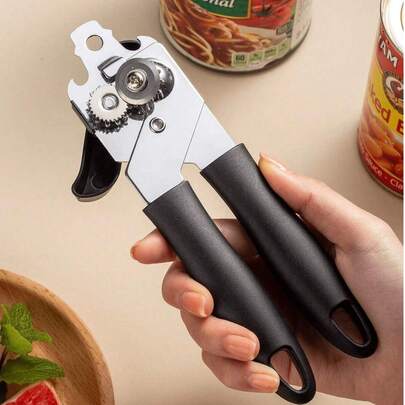 1 pieza/2 piezas Abrelatas multifunción de acero inoxidable, herramienta de abrelatas de cocina creativa, abrelatas manual fácil con mango de plástico, abrelatas de acero inoxidable, abrelatas portátil, abre latas fácilmente sin lastimar las manos, utensilio de cocina
