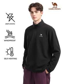 CAMEL CROWN 男士冬季户外内衬徒步羊毛夹克 - 幻影黑 - 查看 1