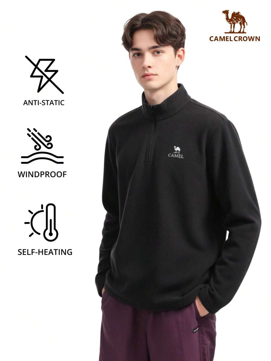 CAMEL CROWN 男士冬季户外内衬徒步羊毛夹克 - 幻影黑 - 查看 1