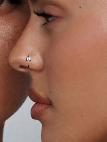 1 pièce Petit anneau de nez en argent sterling 925 avec CZ, boucles d'oreilles créoles avec CZ pour femmes et filles