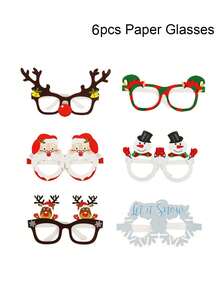 9 件纸质圣诞眼镜散装节日眼镜框圣诞太阳镜趣味圣诞配饰圣诞派对装饰服装眼镜礼品摄影道具礼品