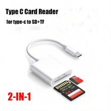 二合一TF卡+SD卡读卡器适配器，双卡槽设计，支持SD和MicroSD卡，即插即用，兼容 17/16/15/14 Pro Max/14 Pro/14 Plus/14/13/12/11/XS/XR/8/7/6、iPad系列等机型。 - 白色 - 查看 9