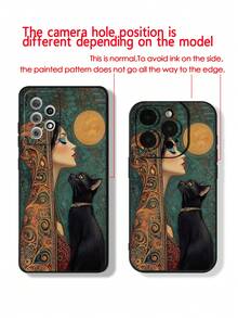 1pc Perforated Straight Edge Animal Cat Portrait Painted Thick Shockproof Painted Phone Case Compatible With IPhone 17pro/17Air /17/17promax16/11/16pro/16plus/16promax/16e/15Promax/13/14/12/XS/XR/7G/8P, Compatible With Samsung Galaxy 11/12Pro/12/12X/13Pro/14Pro/15Pro/, Compatible With Redmi 10/9/Note9/12c/Note11pro/Note8Pro - Multicolor - View 4