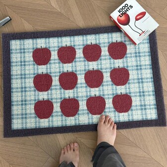 Holiday Apple Pattern PVC Floor Mat, Non-Slip And Washable Carpet, Suitable For Use In Offices, Entrances And Porches - Christmas Theme Carpet
