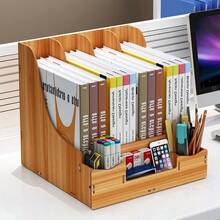 Caja organizadora de escritorio, estante organizador, carpetas organizadoras, estantería de escritorio, organizador mágico, suministros de oficina, caja organizadora para escritorio - marrón café - Ver 9