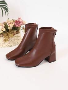New Fashionable, Exquisite, Independent Short Boots - Burgundy - View 15