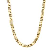 14mm Gold Cuban Link Chain And Bracelet Set 14K Gold Plated - 316L Stainless Steel Never Tarnish Waterproof With Vacuum Iced Diamond S Logo Clasp, Hip Hop Necklace & Bracelet Combo - Nhiều màu - Xem 20