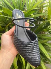 Women's 2-In-1 Slingback Mule Pump With Medium Heel And Pointed Toe - Elegant And Comfortable - màu đen - Xem 4