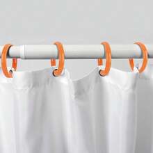 Orange Shower Curtain Hooks - 12 Pcs Circular Plastic Shower Curtain Rings For Bathroom - O Shaped Orange Shower Hooks Rings For Shower Curtain Rod,Orange - 橘色 - 查看 6
