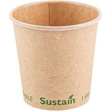Sustain - Tazas calientes de 4 onzas, 50 tazas de caf de una sola pared, tapas se venden por separado, revestimiento de PLA a prueba de fugas, taza de papel kraft compostable, tolera - 118,29 ml + 50 - Ver 9