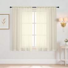Cream Window Sheer Curtains 54 Inch Length, Soft Airy Light Filtering Sheer Curtain 2 Panels Set, Dual Rod Pocket Gauze Drapes For Living Room Bedroom Dining Room, 2x42Wx54L Inches,42inchWx54inchL(Packof2),Cream - Cream - 查看 1