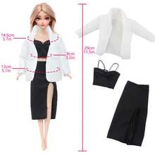 Fashion Doll Clothes Dresses Set 9 Pieces/5 Sets For 11.5 Inch Girl Doll, Black White Styles, Including Party Dress, Casual Jumpsuits, Coat, Tops Skirt Outfits, Daily Dresses Doll Dress Up Game Toys Birthday Gift Christmas Stocking Stuffers(Doll Not Included)
