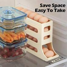 Refrigerator Egg Storage Box Rolling Kitchen Container Eggs Rolling Rack Large Capacity Refrigerator Egg Organizer Holder - Multicolor - View 5