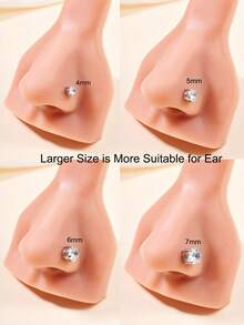 1 par de pendientes de oreja de acero inoxidable, joyas de piercing de oreja falso, aretes falsos de clip para mujeres y hombres, anillos de nariz falsos de 4/5/6/7 mm, anillos de nariz falsos negros para mujeres y hombres, joyas de anillos de nariz sin perforación, aretes de cartílago y hélix