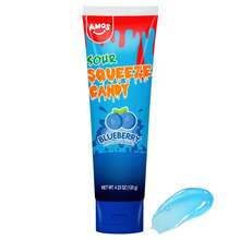 AMOS Sour Squeeze Candy Blueberry Flavor, 4.23 Oz (120 G), Squeezable Fruit-Flavored Candy Tube,Artificially Flavored Liquid Candy - Blueberry - View 3