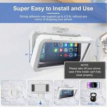 Waterproof Shower Phone Holder, 360° Rotating Shower Phone Case, Anti-Fog High-Sensitivity Universal Cover Stand, Suitable For Bathroom Wall Mirrors, Bathtubs, And Kitchens, Gift For Men And Women - 白色 - 查看 7