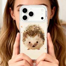 Adorable Hedgehog-Themed Phone Case, A Stylish Protective Cover And A Perfect Gift For Women, Featuring A  Animal Design In Beige, Compatible With For Models 17, 17 Pro, 17 Air, 17 Pro Max, 16, 15, 14, 13, 12 Pro, Pro Max Plus, And S22 - Black - View 2