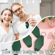 Pinkunn 24 Pcs Vintage Motel Keychain Blank DIY Heat Transfer Keychains Bulk Sublimation Plastic Hotel Backpack Key Tags,Green - 綠色 - 查看 6