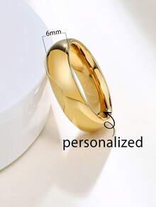 1pc Minimalist Personalized Laser Engraved Smooth Tungsten Steel Gold Color Ring, Couples Ring, Wedding, Valentine's Day, Thanksgiving, Christmas Gift For Girlfriend/Boyfriend - Gold - View 20