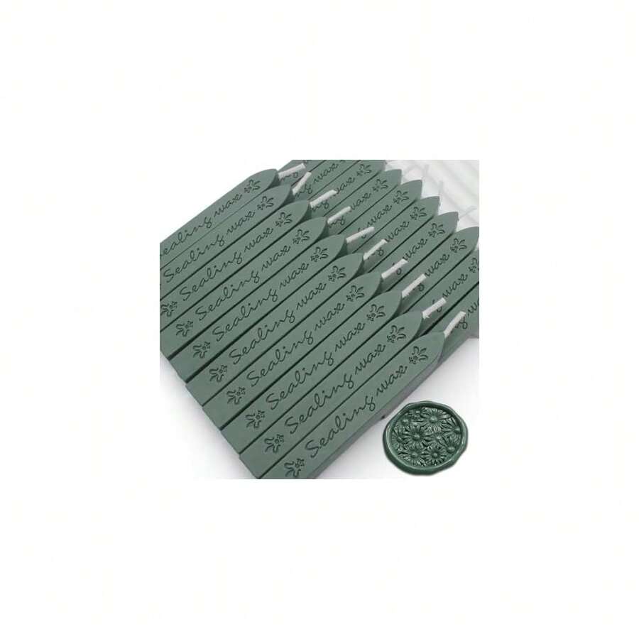 Olive Green Wax Seal Sticks - 10pcs Vintage Sealing Wax Sticks With Wicks For Wedding Invitation Craft Gift Wrapping Ideas,OliveGreen - 橄欖綠 - 查看 1