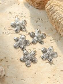 3pcs/Pack 304 Stainless Steel Asymmetrical Embossed Large Flower Pendant, & Unique - Flower Accessories - View 7