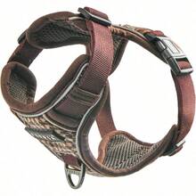 YPuppia Conall Arnes para Perro con diseño de Pata de Gallo en H Resistente Ajustable Cuello y Pecho Reflectante para Perros pequeños y medianos Negro Talla S - Pequeño+Marrón - Ver 4