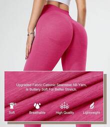 GILLYA Contour 2.0 sin costuras para levantamiento de glúteos y cintura alta para ropa deportiva, yoga, gimnasio - Rosa rojo - Ver 5