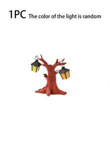 Decoração de Paisagem em Miniatura que Brilha no Escuro, Ornamento Pequeno com Iluminação de 7 Cores, Artesanato Criativo de Resina Árvore de Neve Decoração de Natal, Lâmpada Luminosa com Suporte de Árvore