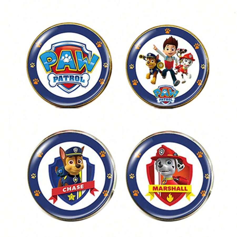 1pc/4pcs Paw Patrol Time Gem Metal Bear Brooch Pin, Suitable For Decoration, Collection, Gift-Giving, Christmas Holiday - Multicolor - View 1