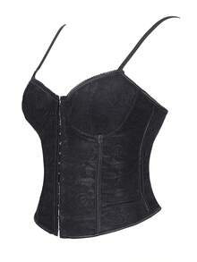 Black Halter-Neck Shapewear, Women's Corset, Everyday Wear, Holiday Party Dress. - 黑色 - 查看 2