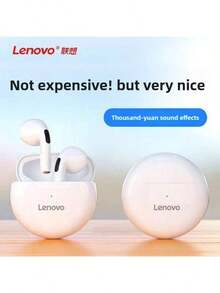 Lenovo 1pc HT38 Wireless Bluetooth Earphone Sport Earbuds With HD Sound Bass Sweatproof Lightweight Comfortable Fit For Women Men Gift Idea Black White Holiday Present - White - View 6