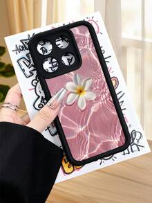 1 pieza funda de teléfono con diseño de flor blanca flotando en agua rosa con efecto ondulado, estilo tropical, TPU suave, protección completa antiimpacto y antideslizante, compatible con iPhone17 ProMax/16/15/14/13/12/11/Plus/Pro/ProMax, compatible con Galaxy A34/A35/A54/A55, Galaxy S20/S21/S22/S23/S24/S25 Ultra/Plus, compatible con Galaxy/Redmi/Honor/OPPO/ViVo - Blanco - Ver 4